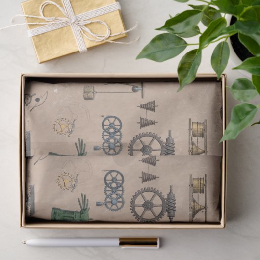 Antiek werktuigbouwkundige wetenschapspatroon tissuepapier (Geschenk)