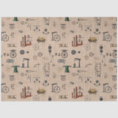 Antiek werktuigbouwkundige wetenschapspatroon tissuepapier (Voorkant)