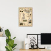 Antiek Westerne eilandenkaart Poster (Thuiskantoor)