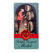 ANTIEK WIJNCELLAR RODE GRAPE WAX SEAL ETIKET (Voorkant)