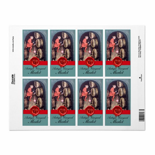 ANTIEK WIJNCELLAR RODE GRAPE WAX SEAL ETIKET (Full Sheet)