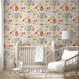 Antiek Wildflower Bugs Vlinder Peel Stick Behang