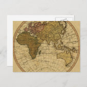 Antiek William Faden 1786 Eastern Hemisphere Map Briefkaart (Voorkant / Achterkant)