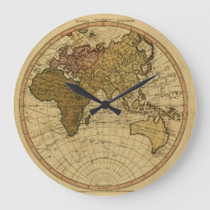 Antiek William Faden 1786 Eastern Hemisphere Map Grote Klok