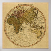 Antiek William Faden 1786 Eastern Hemisphere Map Poster (Voorkant)