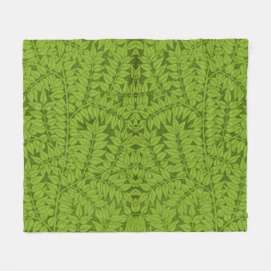 Antiek William Morris Branch Groene Blad Patroon Fleece Deken