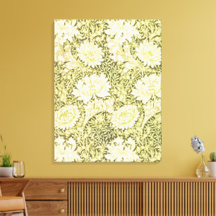 Antiek William Morris Chrysanthemum Patroon Canvas Afdruk