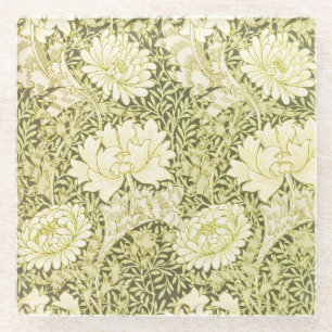 Antiek William Morris Chrysanthemum Patroon Glazen Onderzetter
