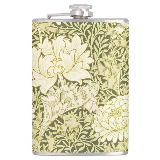 Antiek William Morris Chrysanthemum Patroon Heupfles (Voorkant)