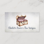 Antiek winkel, elegante bekleding oude kofferbak visitekaartje (Voorkant)