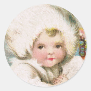 Antiek wintersneeuwcirkelsticker ronde sticker