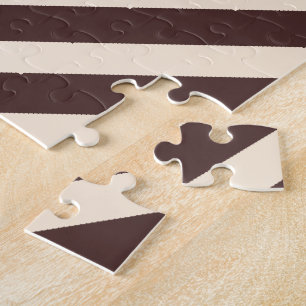 Antiek wit en koffie bruine diagonale strepen legpuzzel