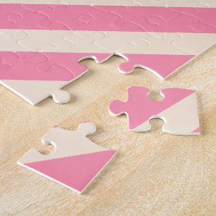 Antiek wit en vurige roos diagonaal gestreept legpuzzel