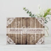 Antiek wit kant bruiloft uitnodiging (Staand voorkant)