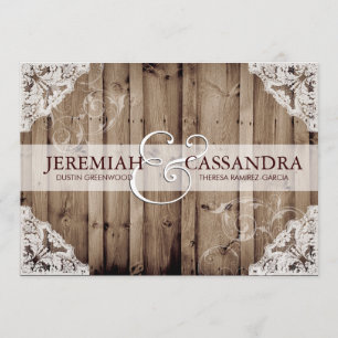 Antiek wit kant bruiloft uitnodiging