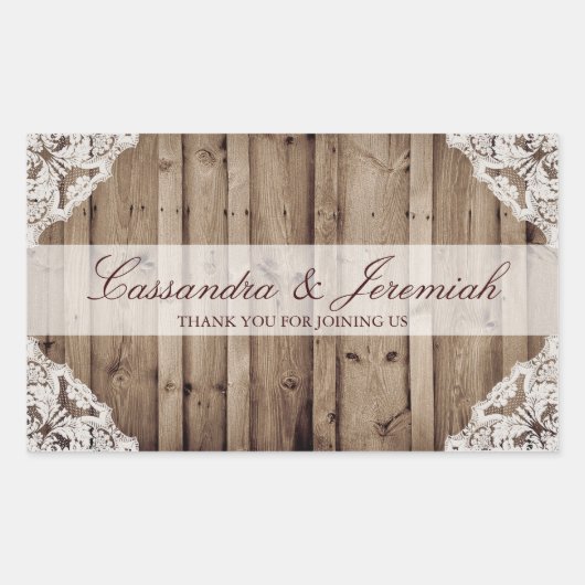 Antiek Wit Kant Bruiloft Waterfles Sticker (Voorkant)