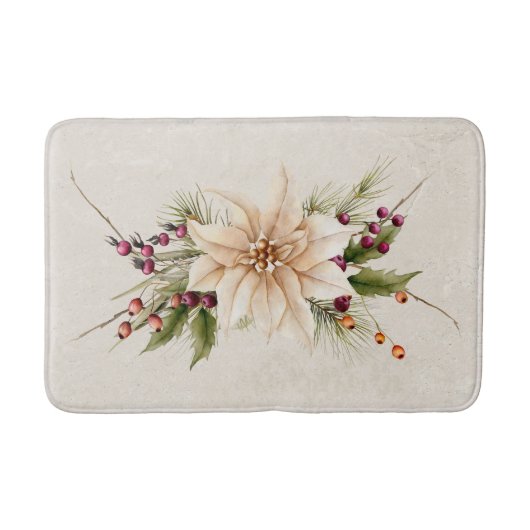  Antiek Wit Kerstmis Poinsettia Badmat (Voorkant)