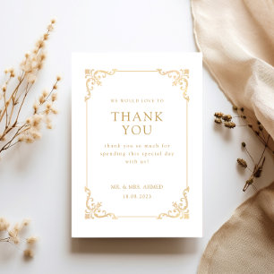 Antiek  witgouden script moslim bruiloft bedankkaart