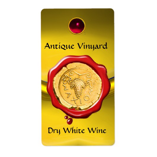 ANTIEK WITTE DRUIVENWIJN ROOD WAX SEAL ETIKET (Voorkant)