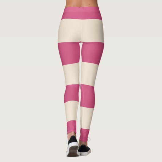 Antiek witte en mystieke roze strepen leggings (Achterkant)