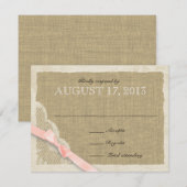 Antiek witte kanten land reactie blush RSVP kaartje (Voorkant / Achterkant)