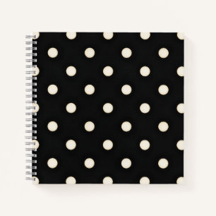 Antiek witte polka stippen op zwart notitieboek