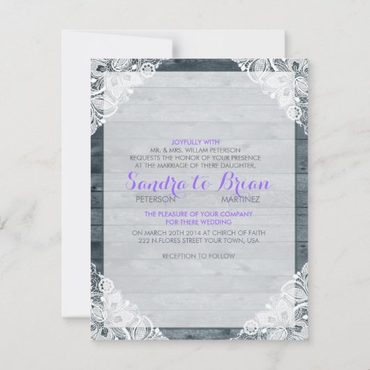 Antiek Witte ras Rustic Weeding Uitnodiging (Achterkant)