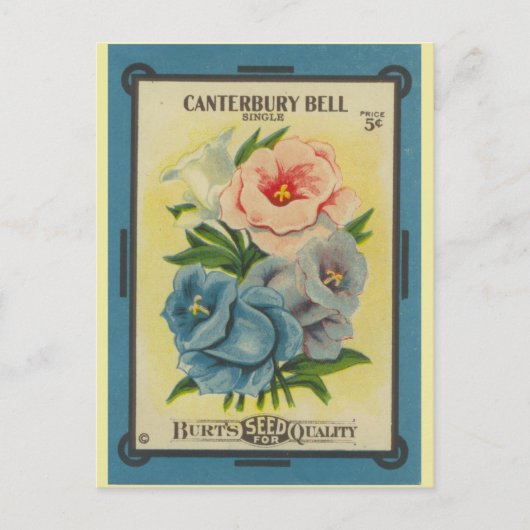 Antiek zaadpakket canterbury Bells Briefkaart (Voorkant)