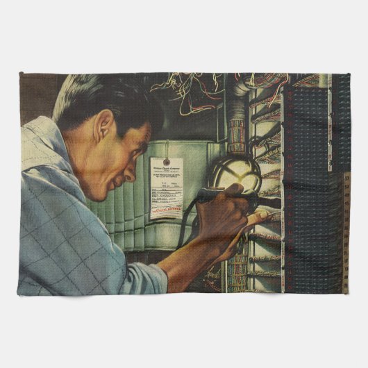 Antiek zakelijk elektricien schakelpaneel theedoek (Horizontaal)