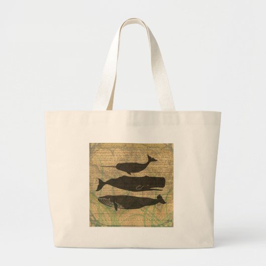 Antiek Zee op walvis Grote Tote Bag (Voorkant)