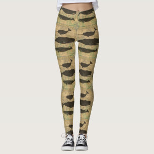 Antiek Zee op walvis Leggings