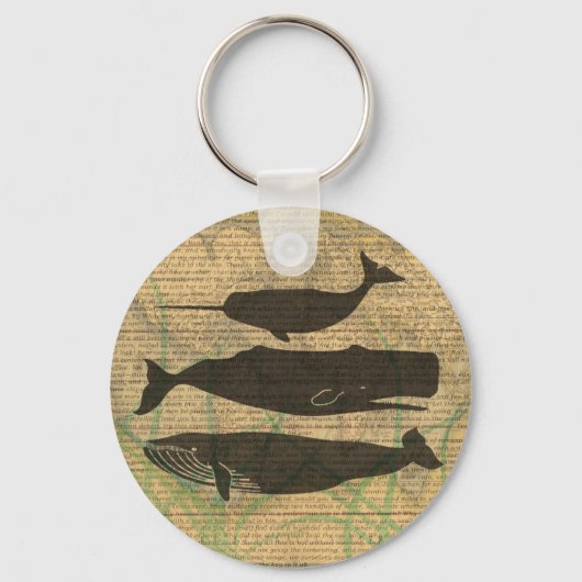 Antiek Zee op walvis Sleutelhanger (Voorkant)