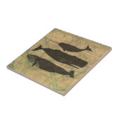 Antiek Zee op walvis Tegeltje (Zijkant)