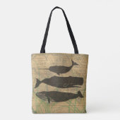 Antiek Zee op walvis Tote Bag (Achterkant)