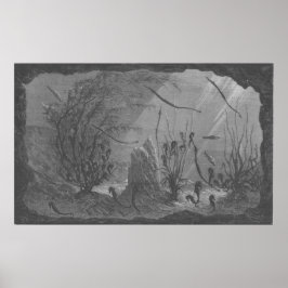 Antiek zeepaardjes in aquarium poster