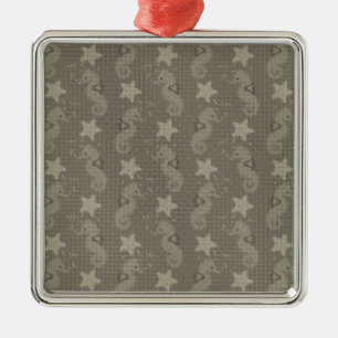 Antiek zeepaardpatroon en staartvis metalen ornament