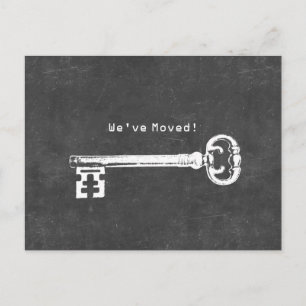 Antiek Zeer belangrijk Chalkboard Nieuw Adres Bewe Aankondigingskaart