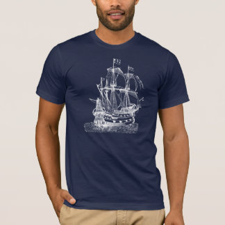 Antiek zeilboot t-shirt