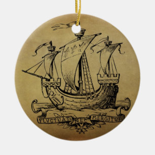 Antiek zeilschip keramisch ornament