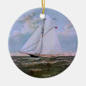 Antiek zeilschip keramisch ornament (Voorkant)