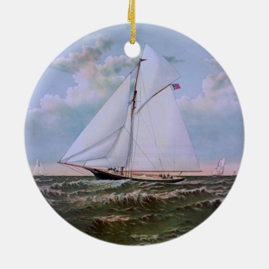 Antiek zeilschip keramisch ornament (Achterkant)