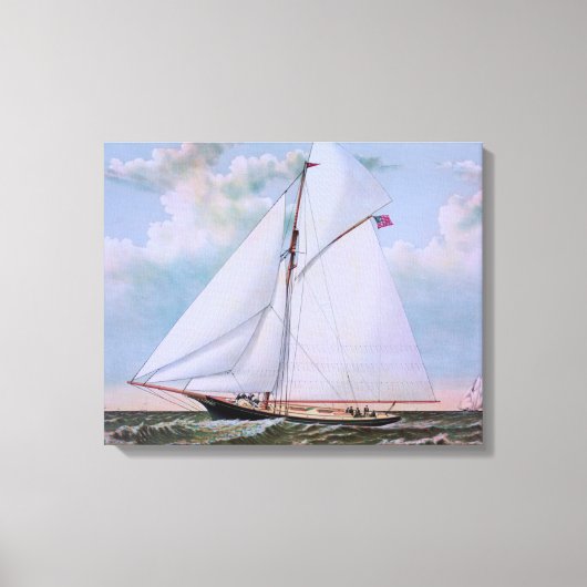 Antiek zeilschip sloep jacht zeilboot oceaan canvas afdruk (Voorkant)