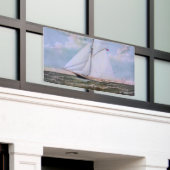 Antiek zeilschip sloep jacht zeilboot oceaan spandoek (Buitenkant Gebouw)