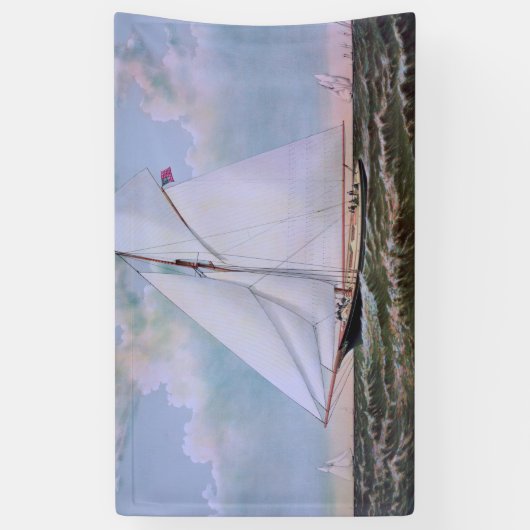 Antiek zeilschip sloep jacht zeilboot oceaan spandoek (Verticaal)