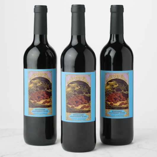 Antiek zelfgemaakte Raspberry Wine Label Sjabloon Wijn Etiket (Flessen)