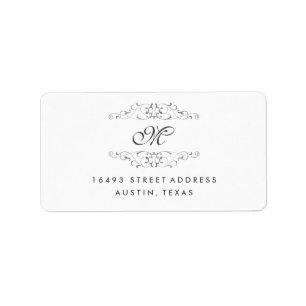 Antiek Zilver Bloei Monogram Adresetiketten Etiket