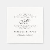 Antiek zilver bloeien monogram bruiloft servet (Voorkant)