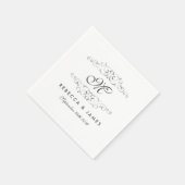 Antiek zilver bloeien monogram bruiloft servet (Hoek)