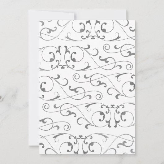 Antiek zilver bloeien monogram bruiloft uitnodigen kaart (Achterkant)