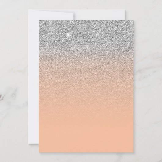Antiek zilveren glitter perzikkleur save the date (Achterkant)